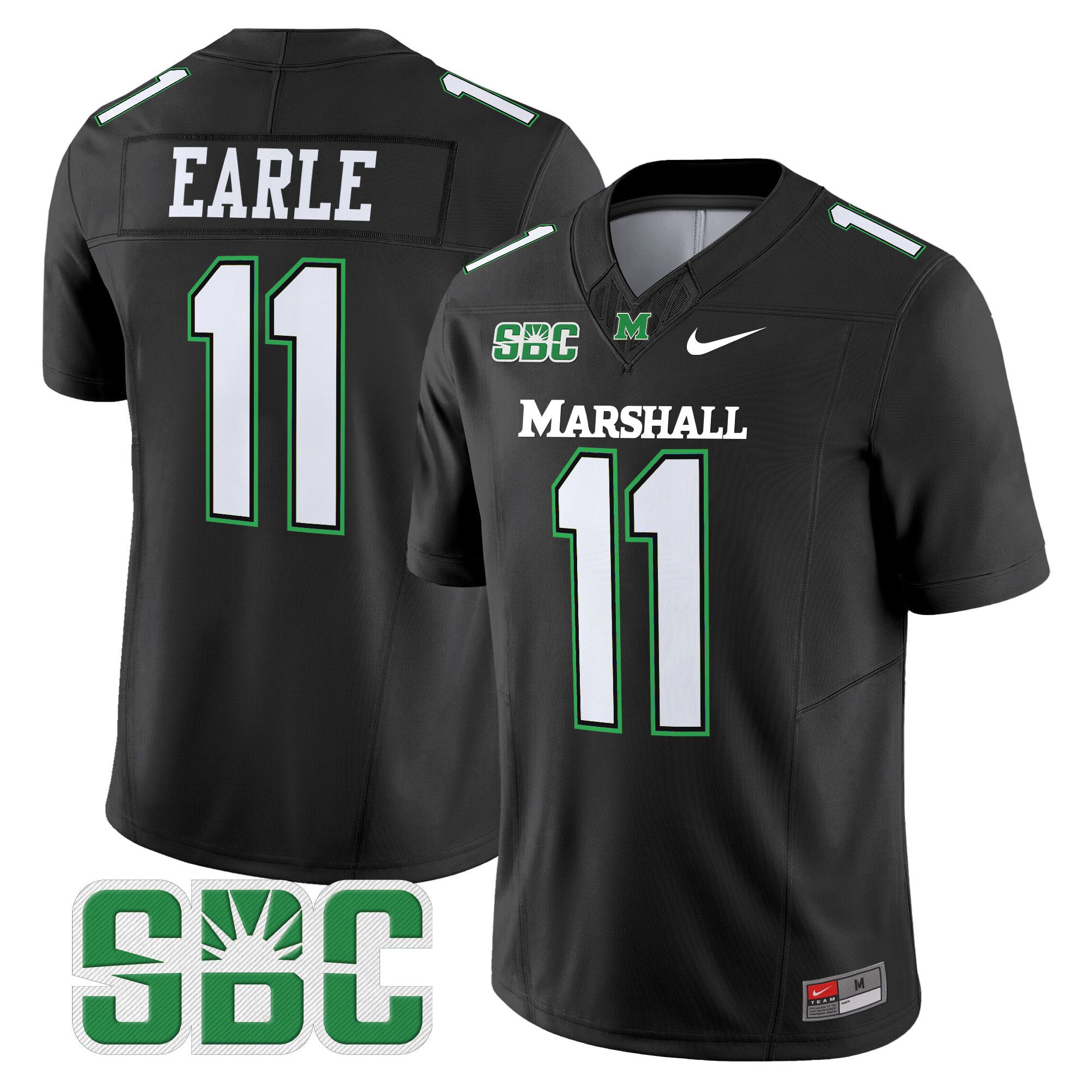 Men Marshall Thundering Herd #11 Earle Black Nike 2024 Vapor Limited NCAA Jersey style 1